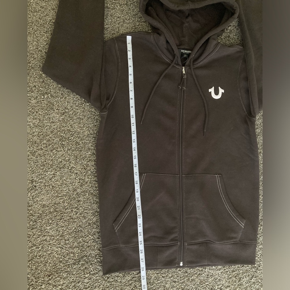 True Religion Buddha Logo Seal Zip Hoodie Brown Men’s M - Picture 12 of 14